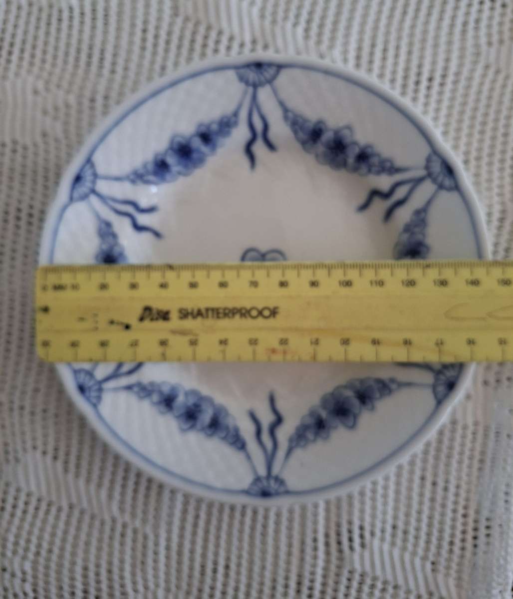 Little Blue and White plate - european 15cms stamped B &amp; G