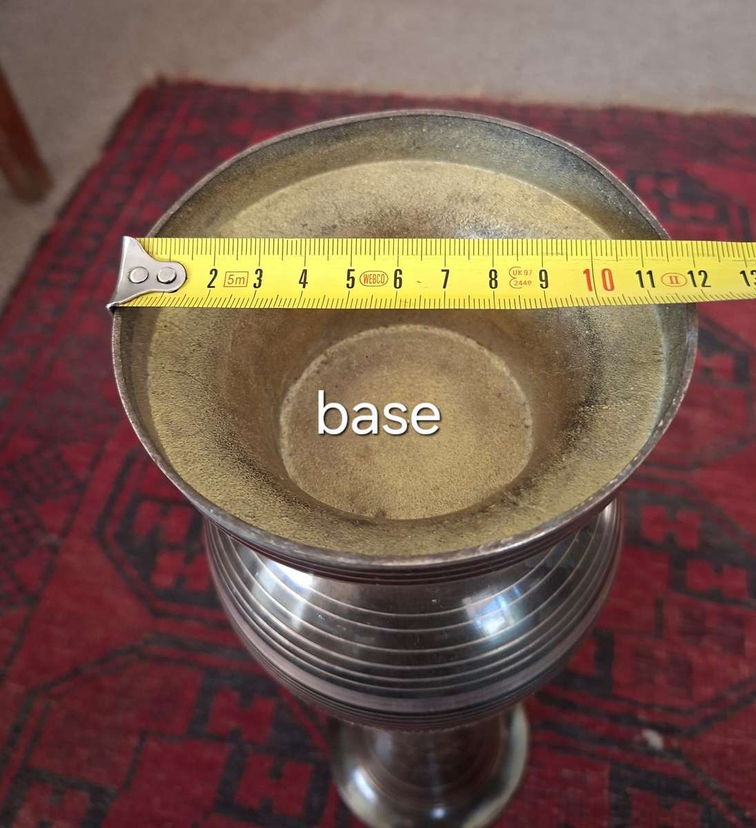 Tall etched two toned elegant brass vase 45 cms