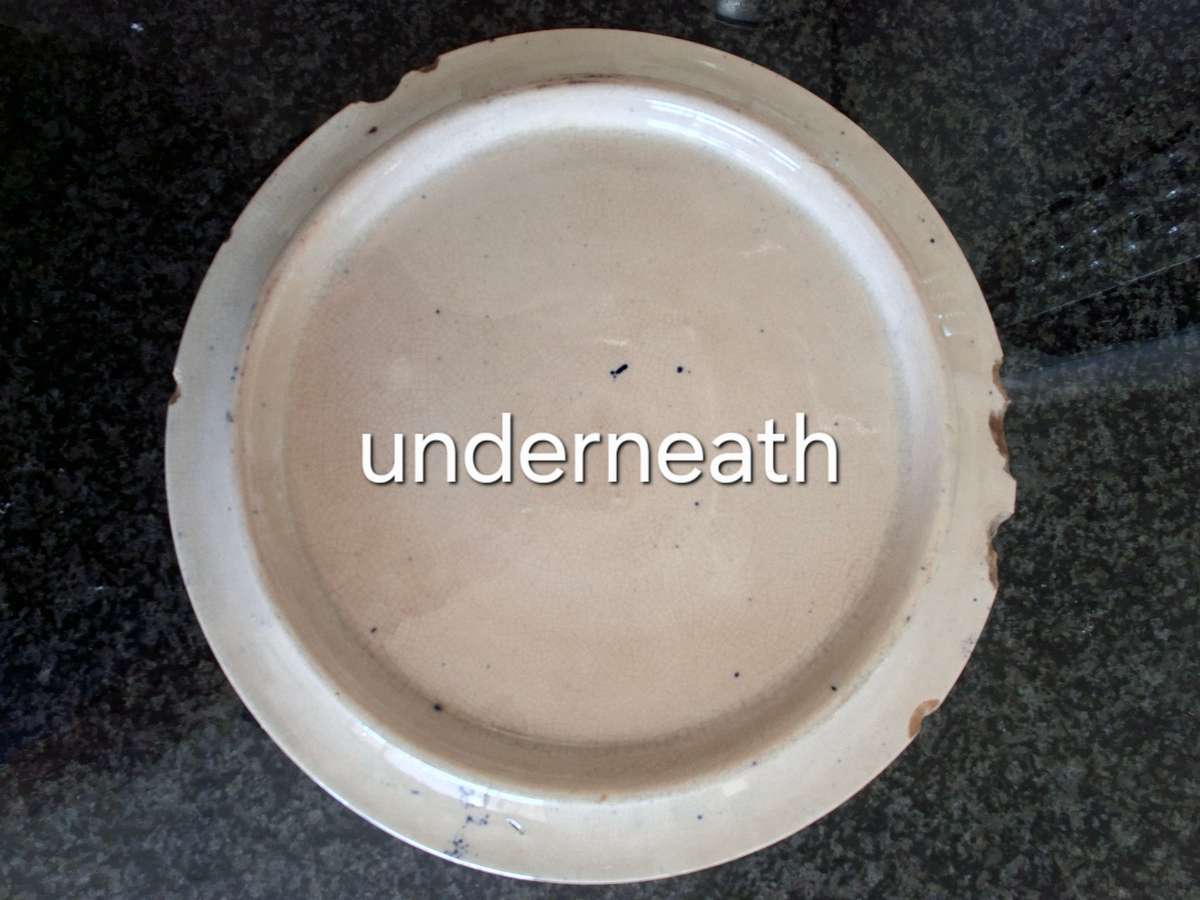 Antique Ironstone trivet - blue and white