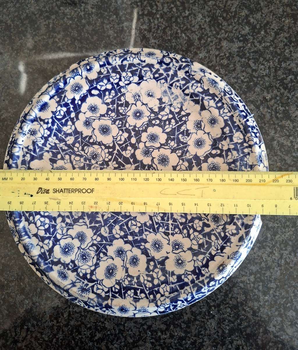 Antique Ironstone trivet - blue and white