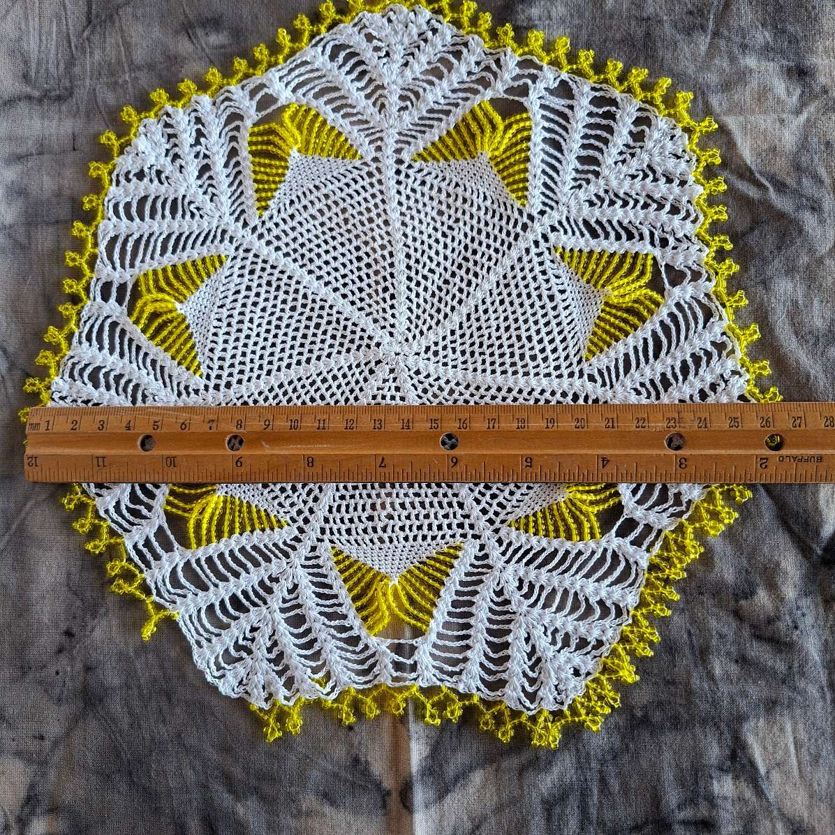 2 Crochet doilies jug covers with glass beads