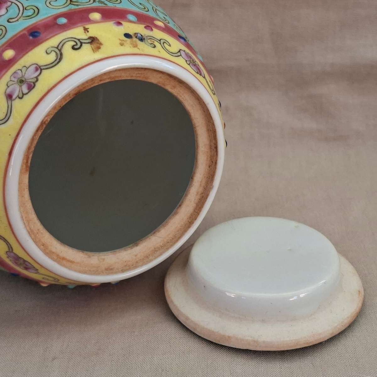 Chinese barrel ginger jar.  Famile Rose  Vintage