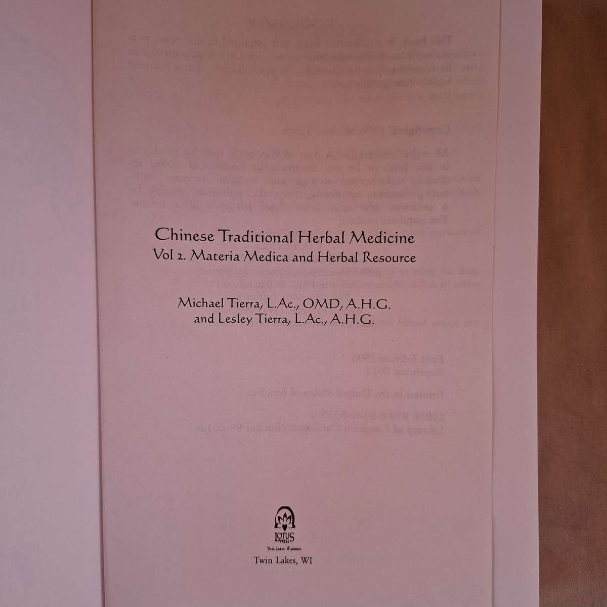 Chinese Traditional Herbal Medicine Vol 11   Materia Medica and Herbal Resource  M and L Tierra