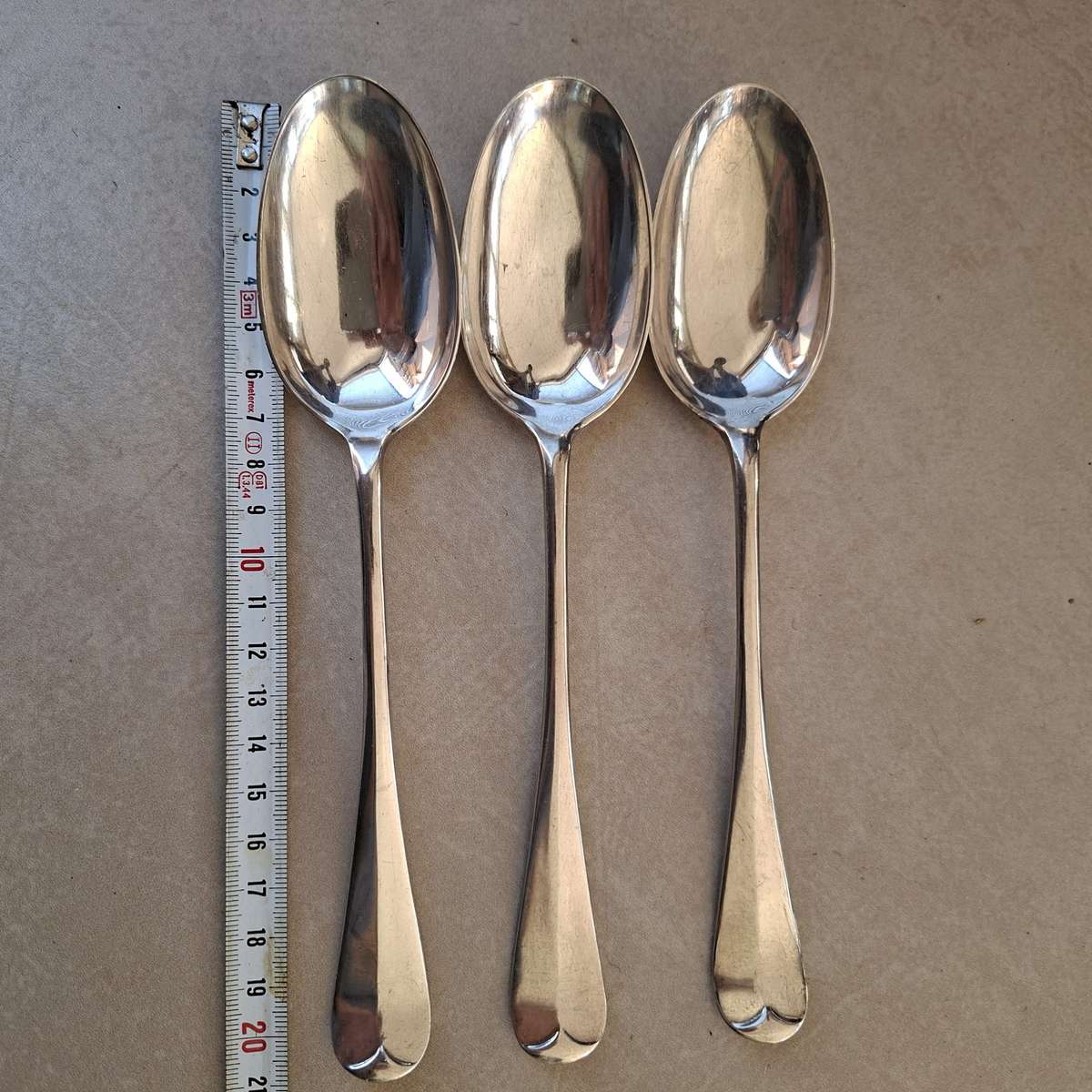 3 heavy antique serving spoons made by C and Co A1 silver plate