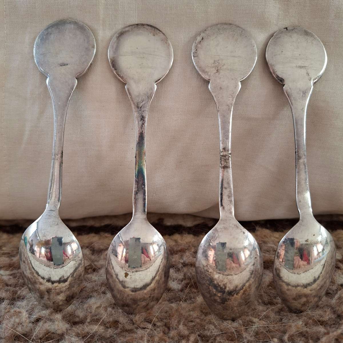 Vintage silver plated bowling tea spoons 1940's?