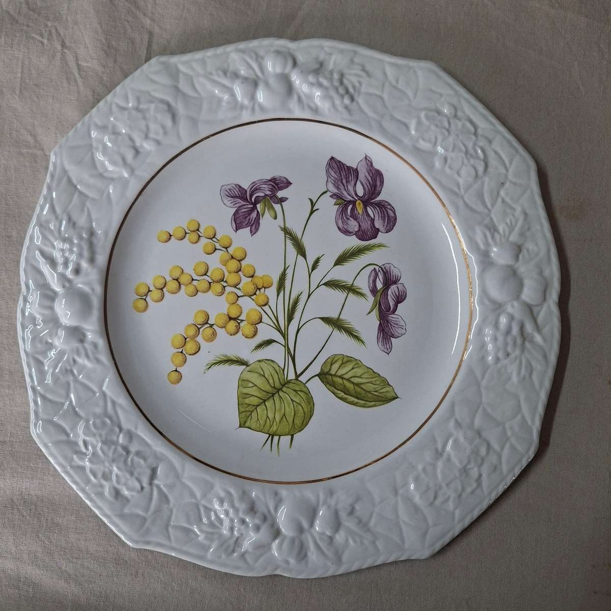 Embossed floral tea cake biscuit plate - Wetherby Royal Falcon England  23 cms