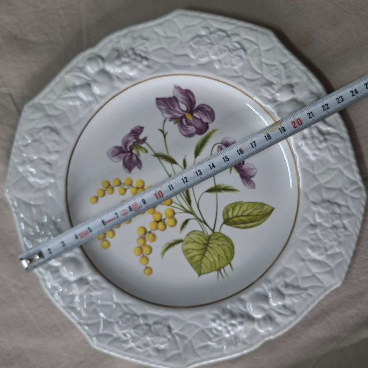 Embossed floral tea cake biscuit plate - Wetherby Royal Falcon England  23 cms