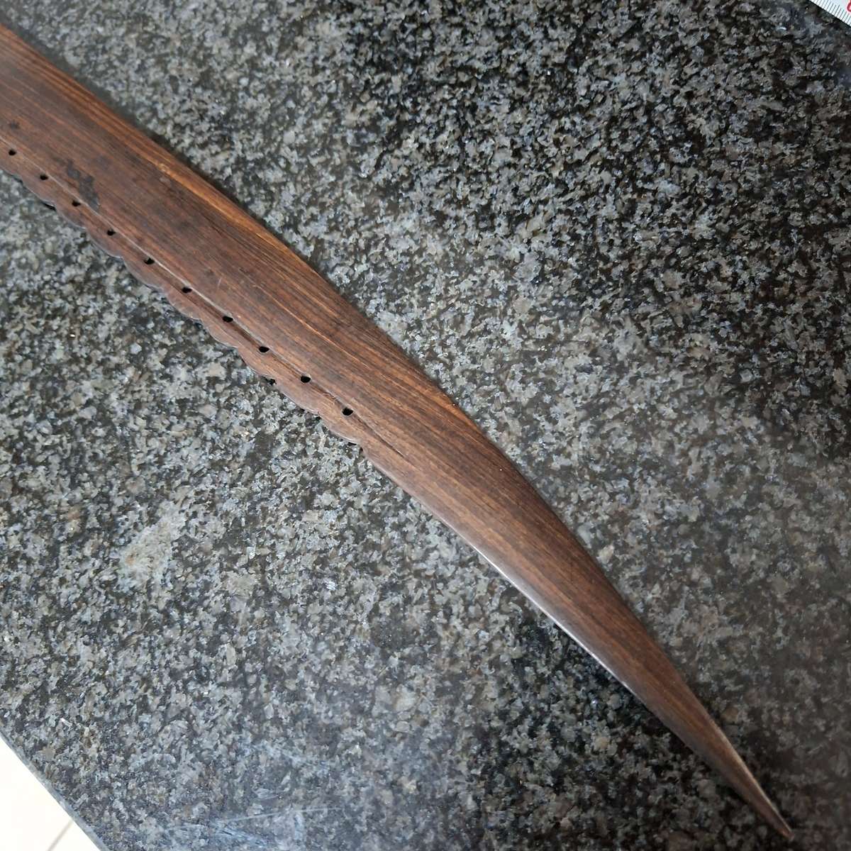 African hardwood carved knife - ceremonial? traditional pattern 76 cms long