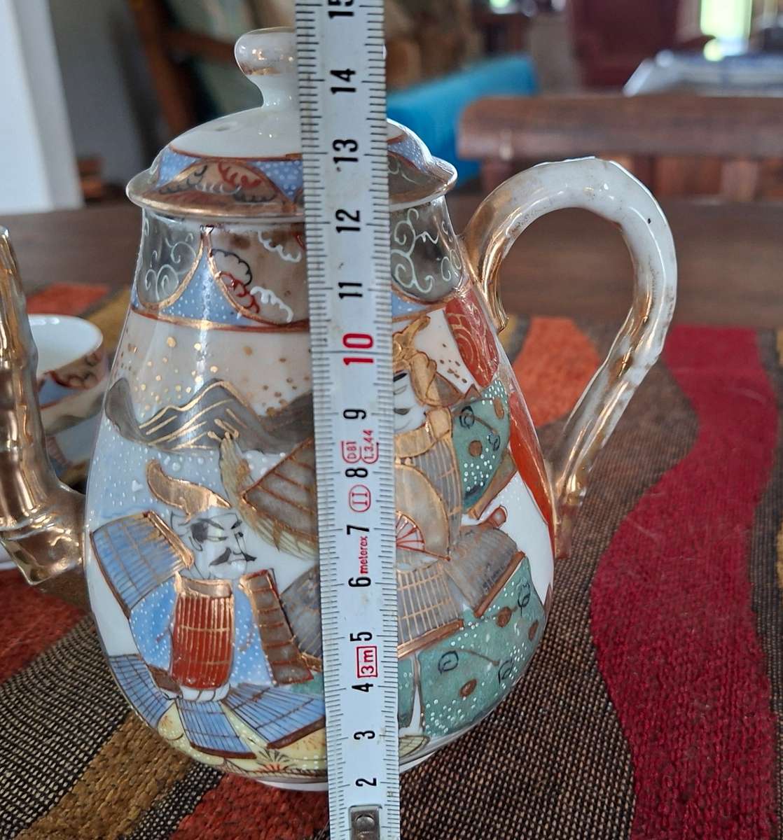 Japanese samurai coffee set 5 cups coffee pot and sug basin