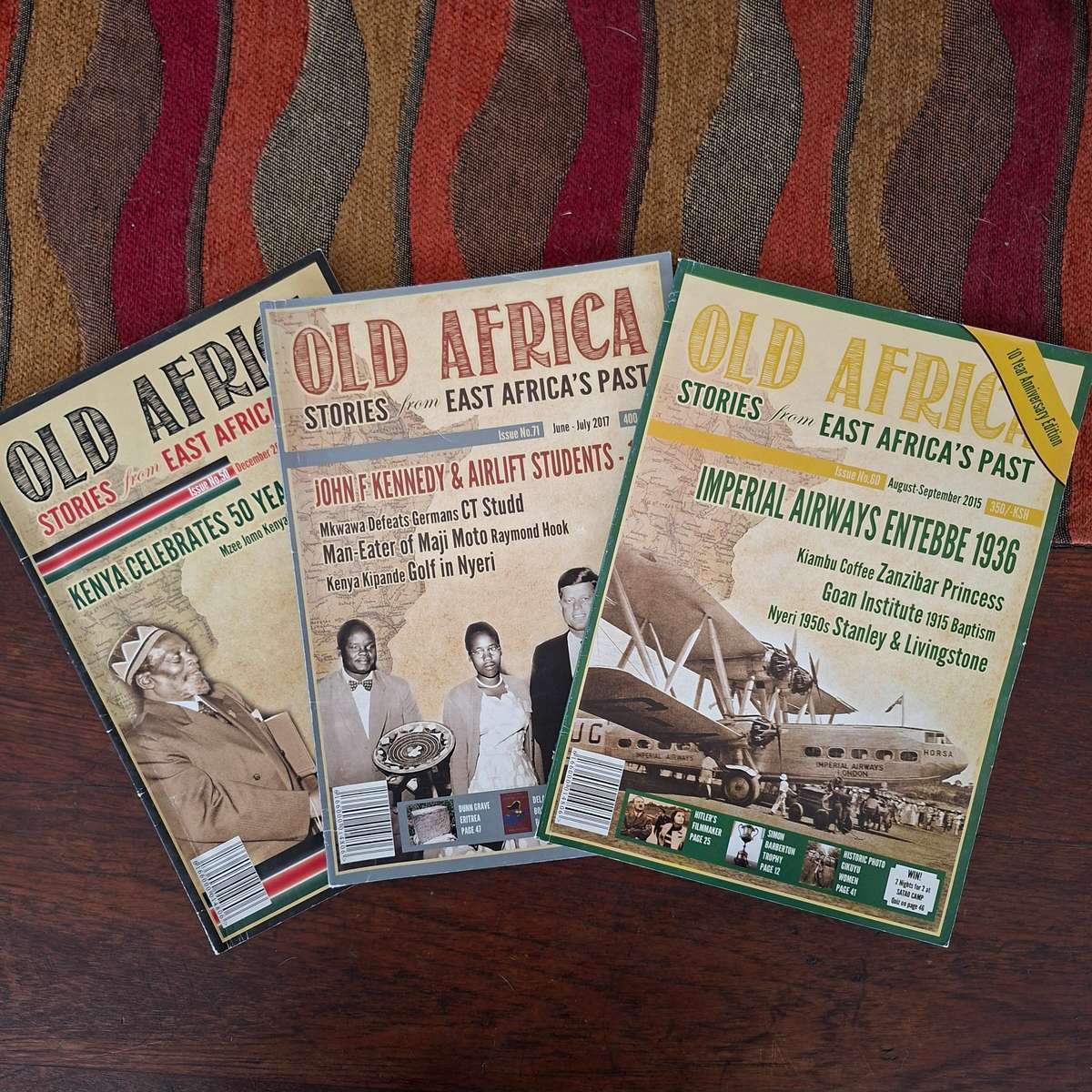 3 Old Africa Magazines Stories from East Africa's Past - Printed in Kenya  issues 50 60 and 71