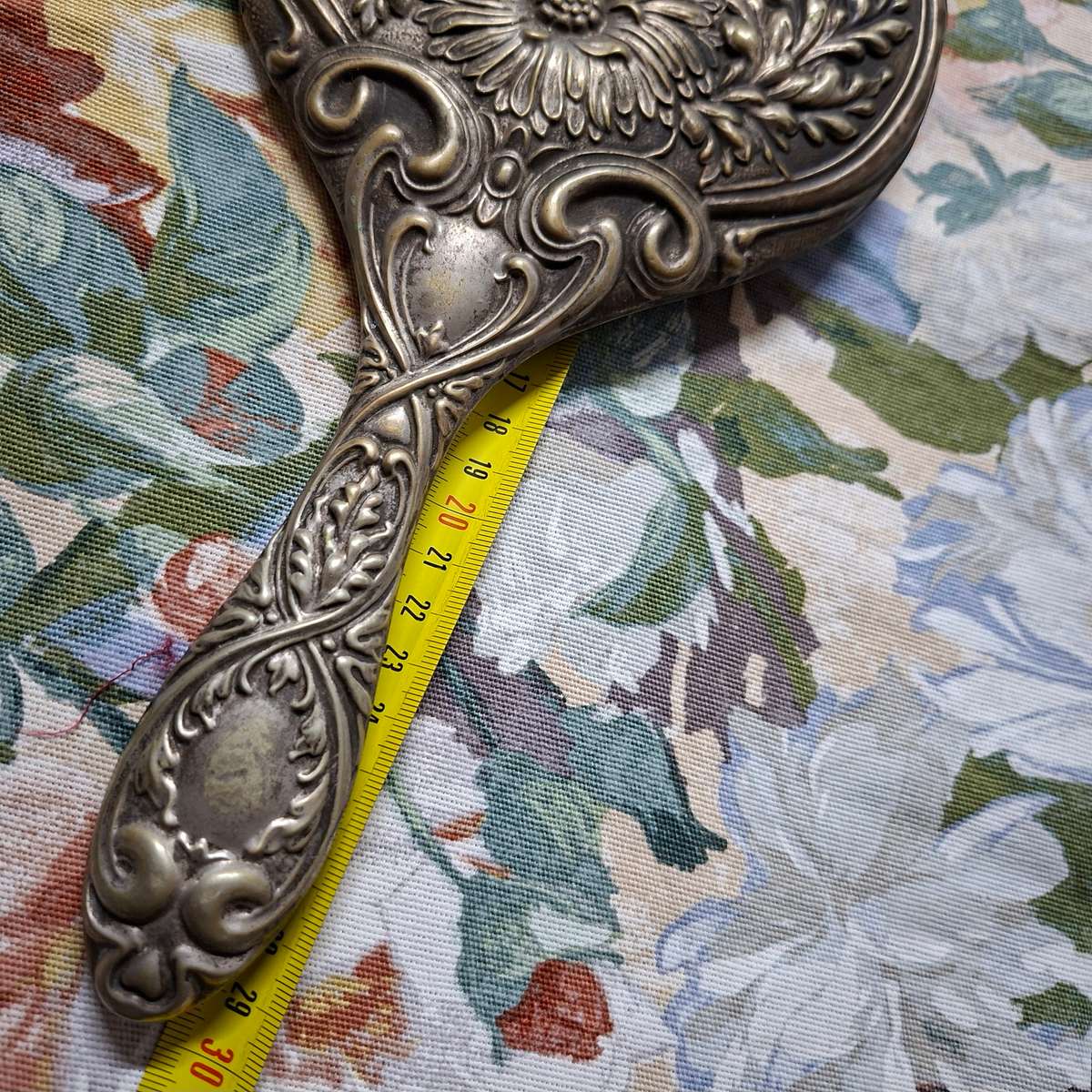 Epns Hand Mirror Victorian? Nouveau? Embossed.  Good Bevelled mirror.