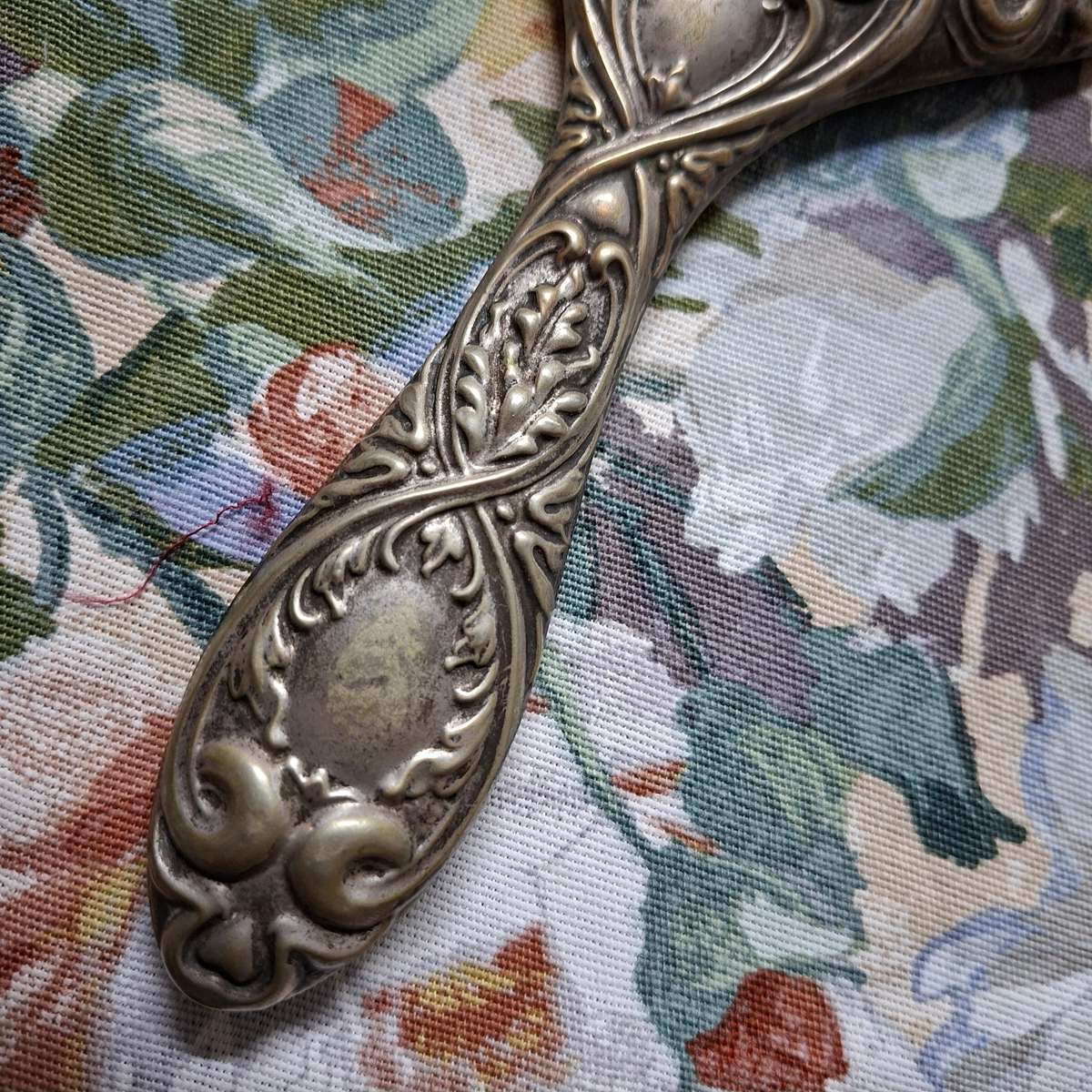 Epns Hand Mirror Victorian? Nouveau? Embossed.  Good Bevelled mirror.