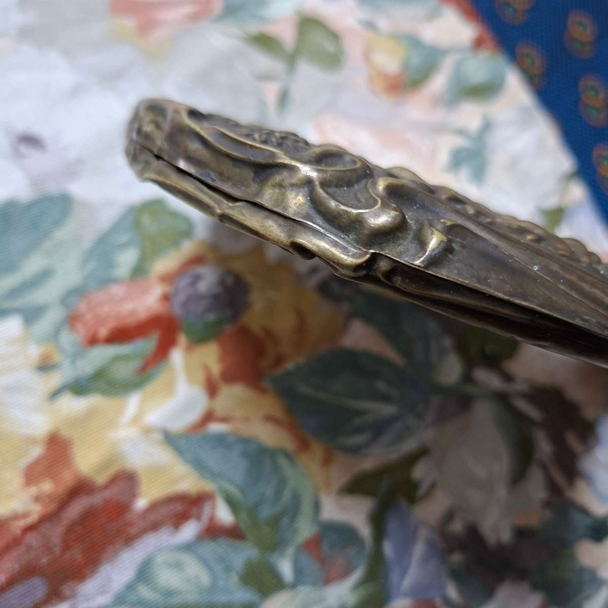 Epns Hand Mirror Victorian? Nouveau? Embossed.  Good Bevelled mirror.