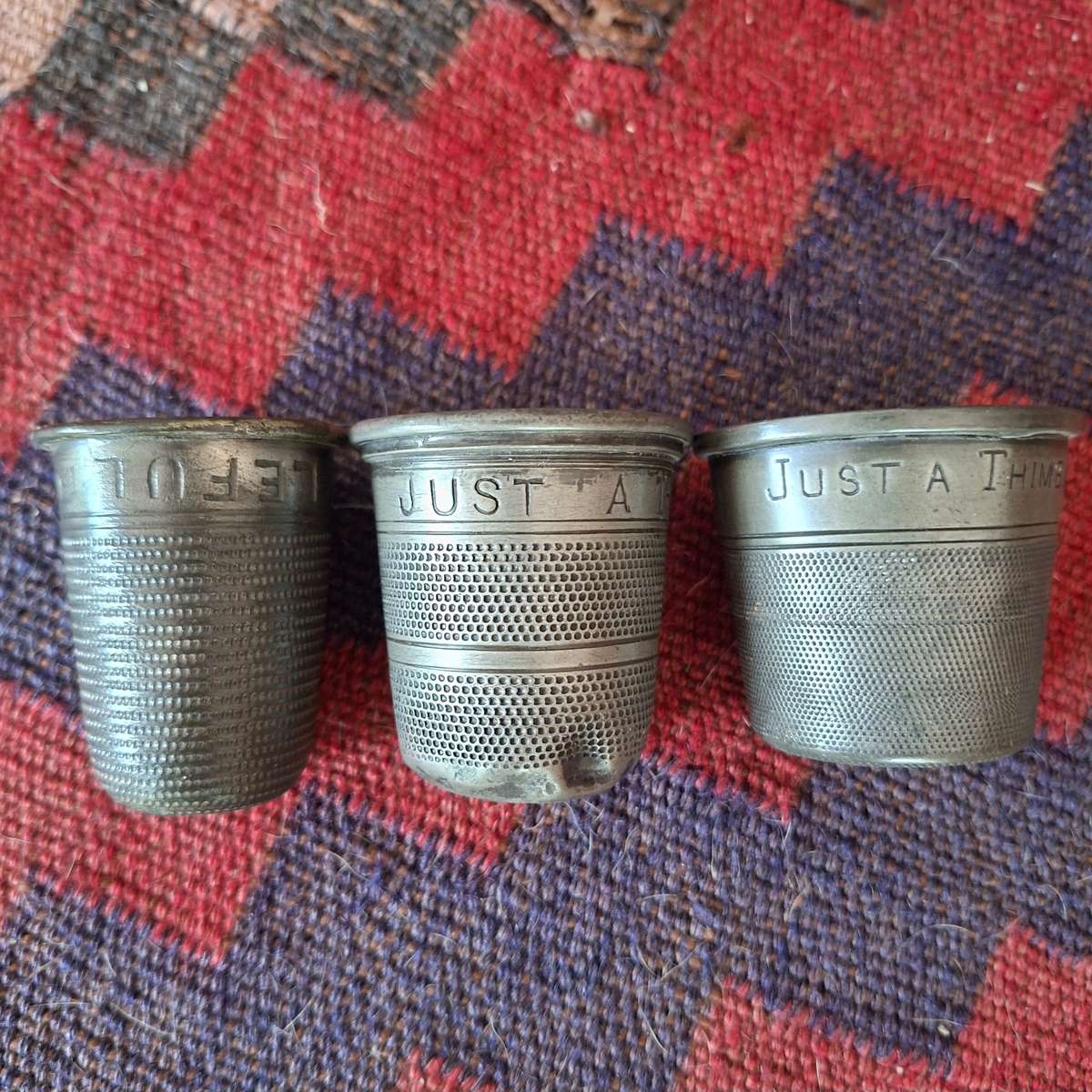 3 antique pewter thimbles "Just a thimble full"   A rare find.