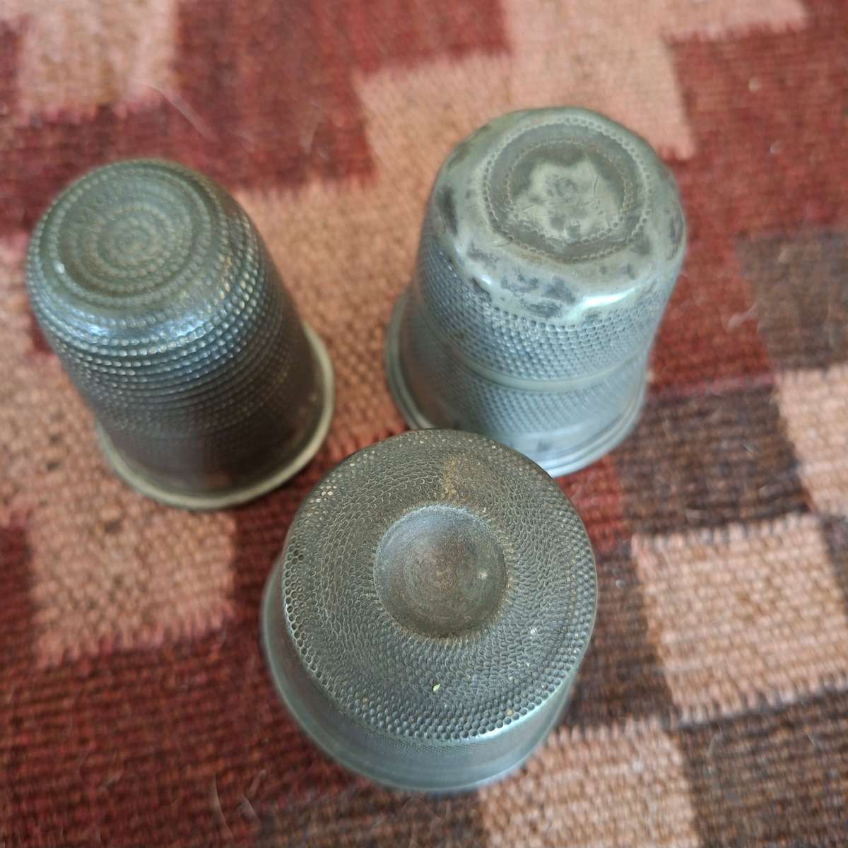 3 antique pewter thimbles "Just a thimble full"   A rare find.