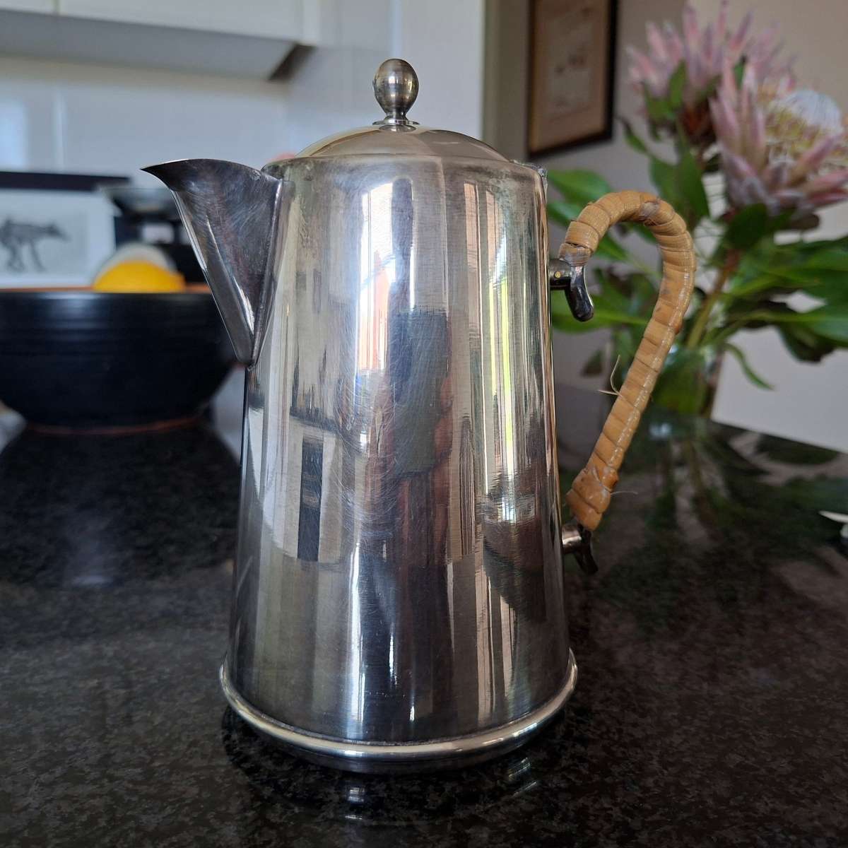 Silver plate coffee tea hot water pot.