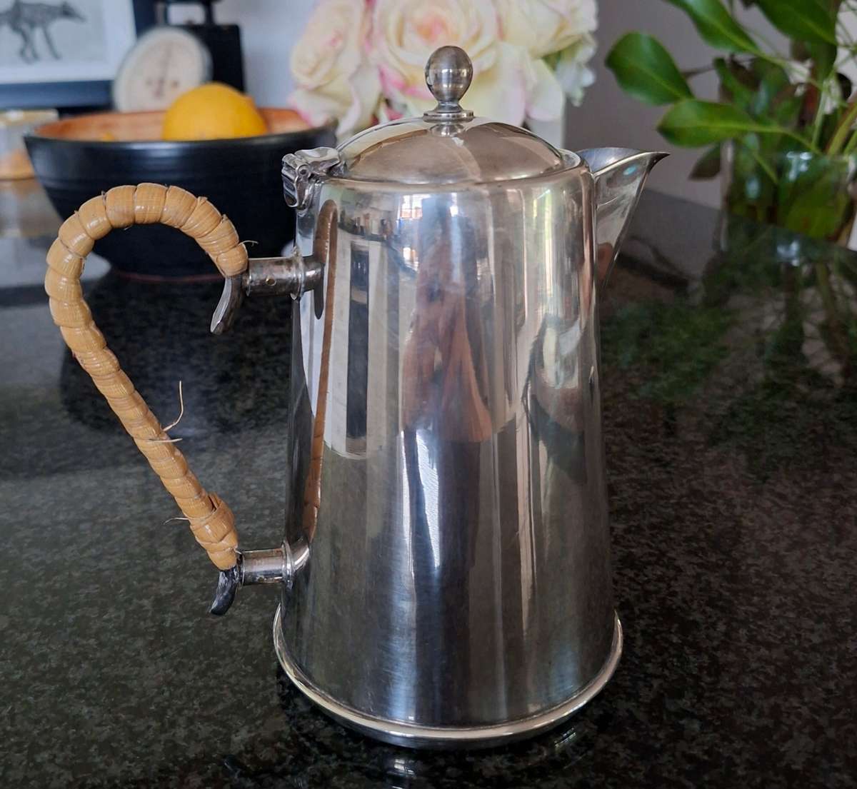 Silver plate coffee tea hot water pot.