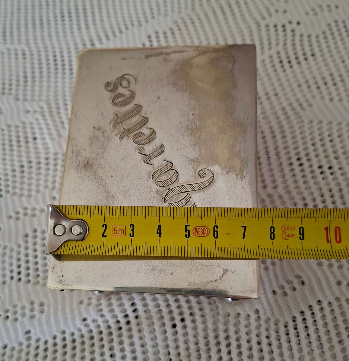 Table Cigarette Box - EPNS silver plate wooden lining.