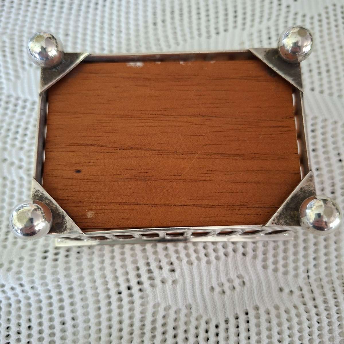 Table Cigarette Box - EPNS silver plate wooden lining.