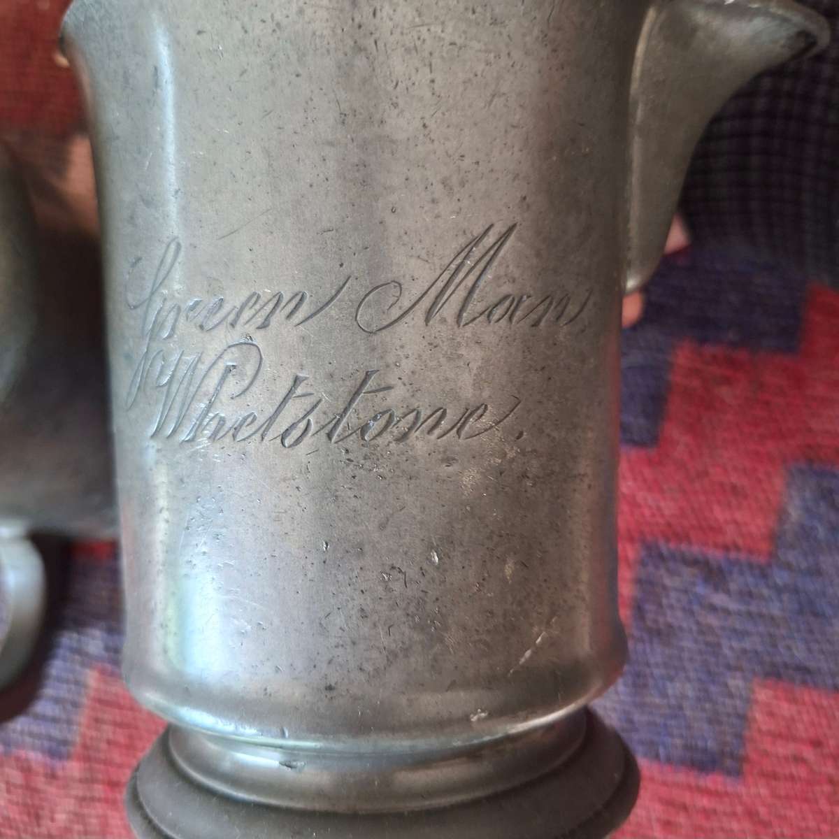 3 antique 1 pint pub jugs - with pub names and makers marks - fantastic collection