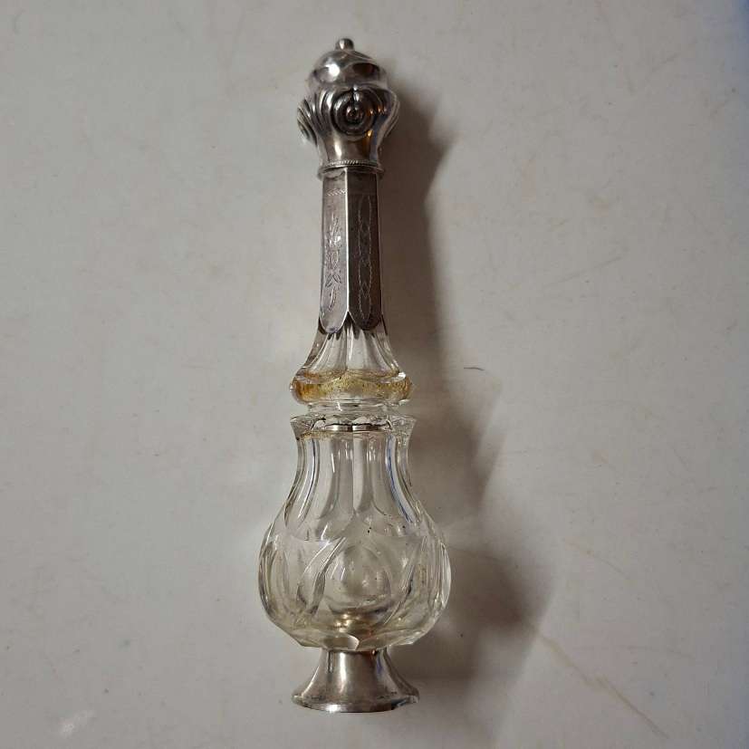 Silver trimmed perfume bottle - Antique dutch