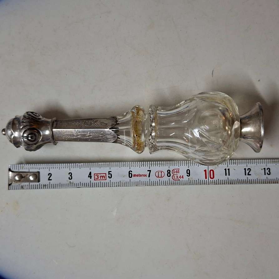 Silver trimmed perfume bottle - Antique dutch