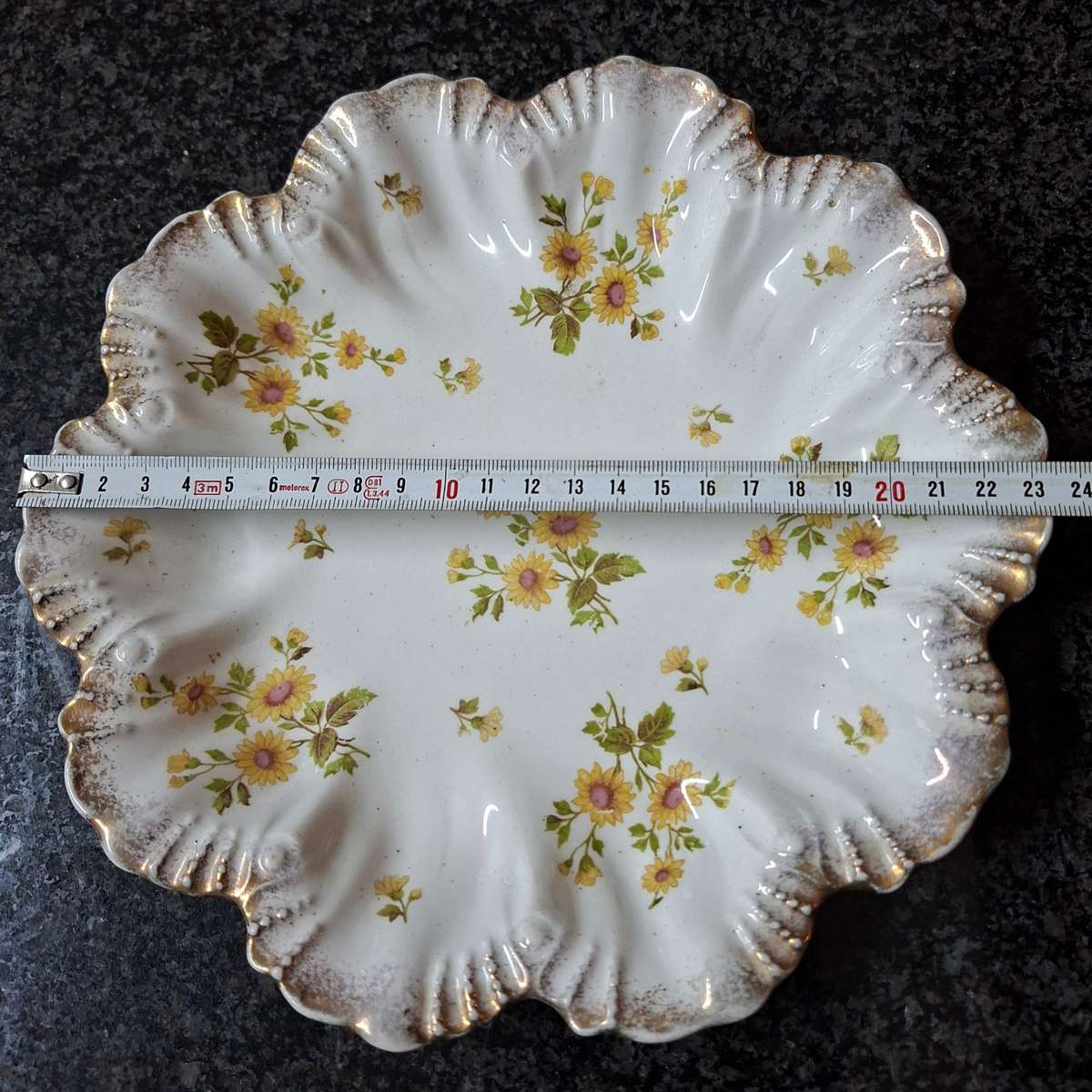 Antique Floral cake plate - gilded scalloped Ridgways  - replacement Porcelain
