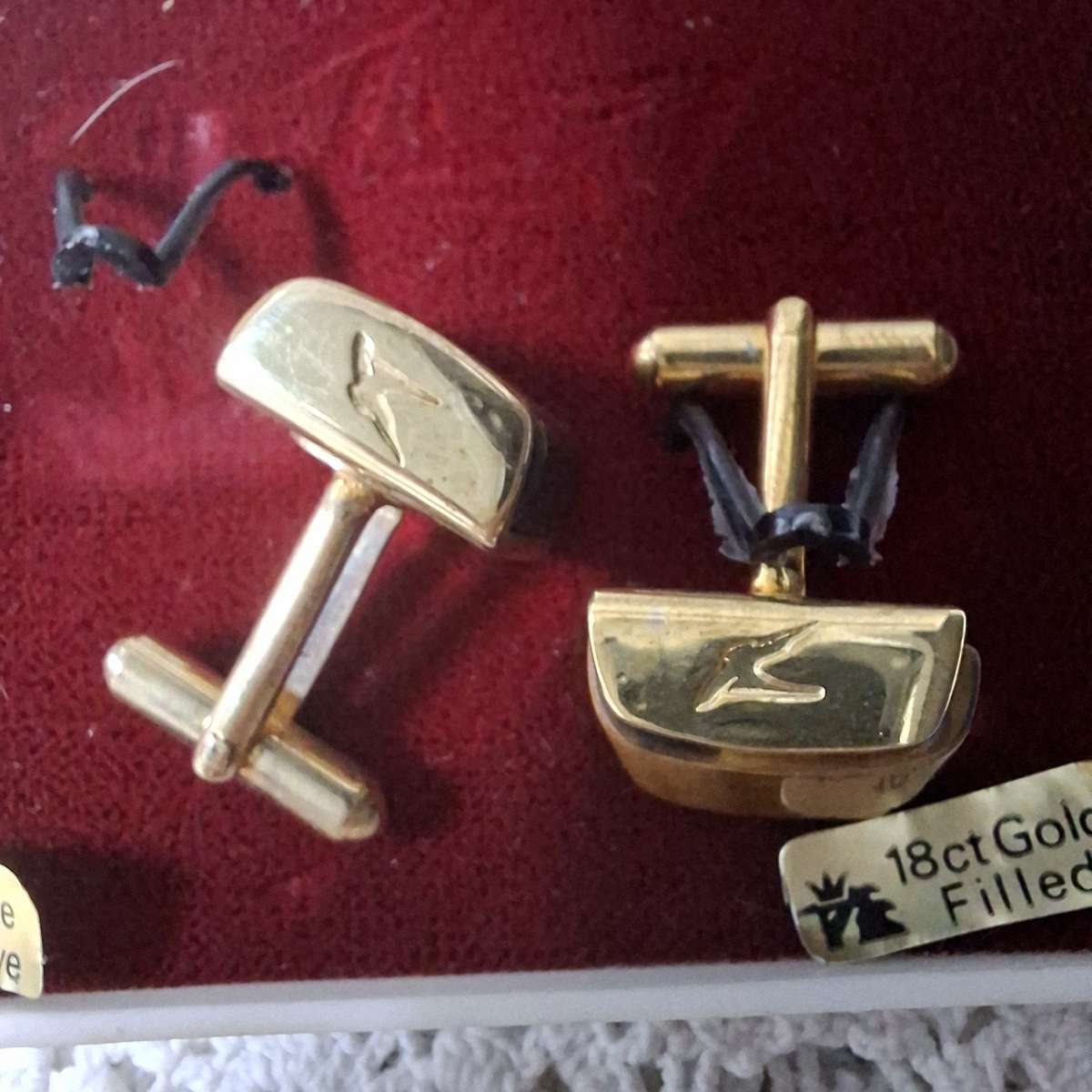SAA Tigers eye cufflinks - 18ct gold filled