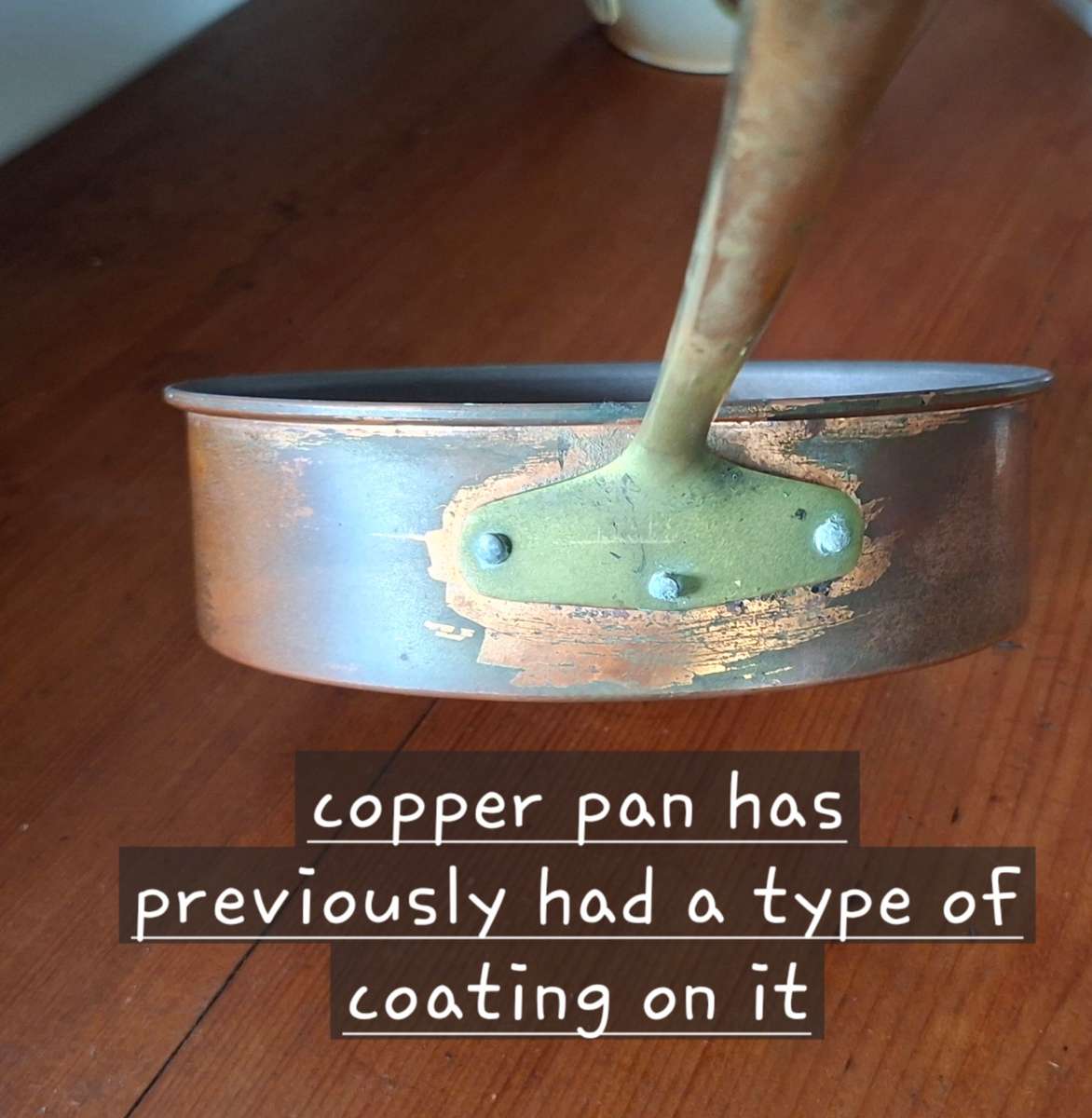 Vintage Copper sauce poaching pan - 19 x 5cm deep  Brass handle