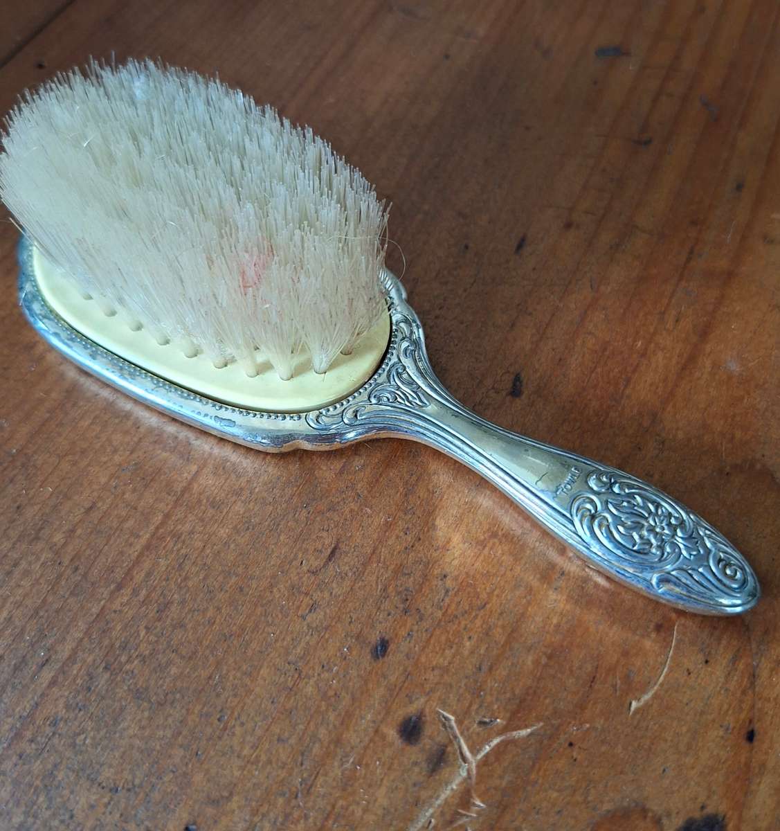 Boxed silver metal childs hairbrush