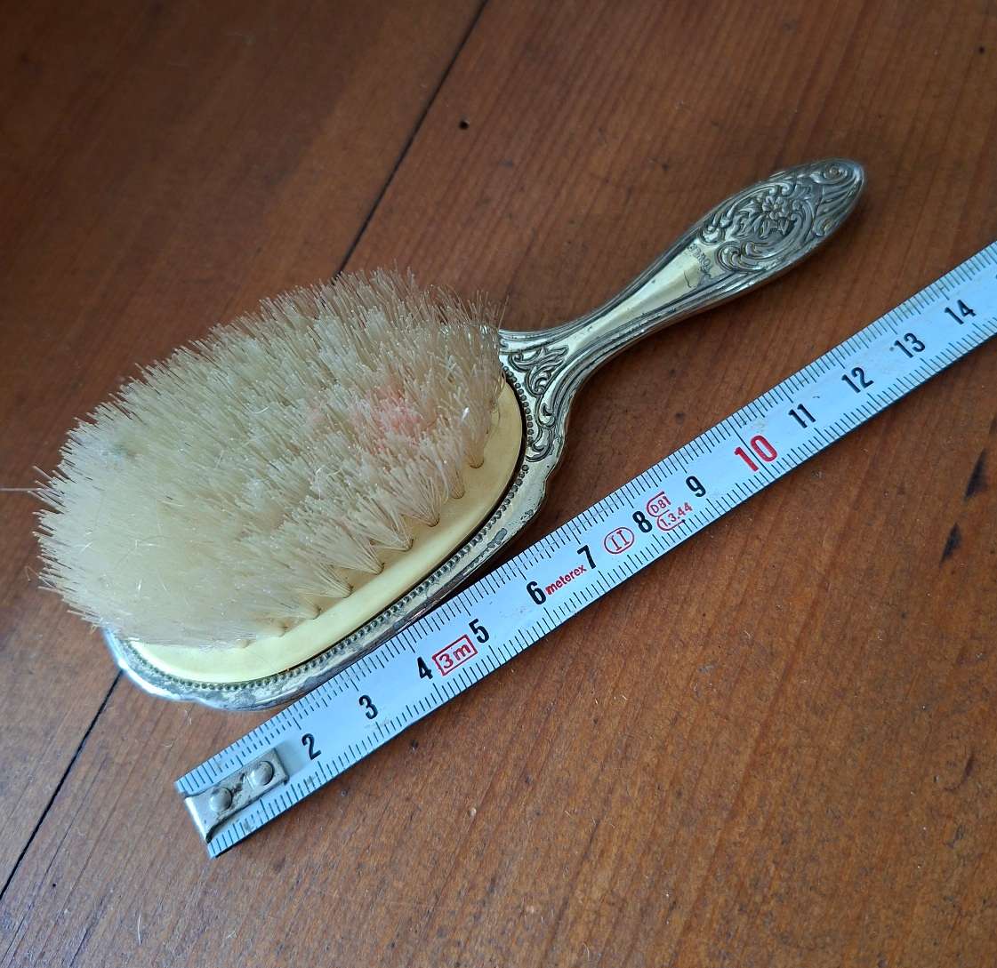 Boxed silver metal childs hairbrush