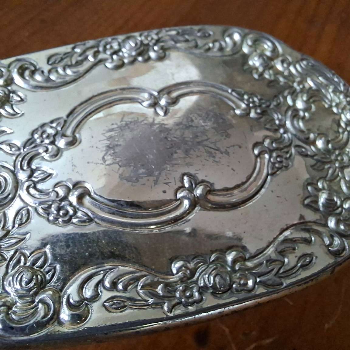 Boxed silver metal childs hairbrush