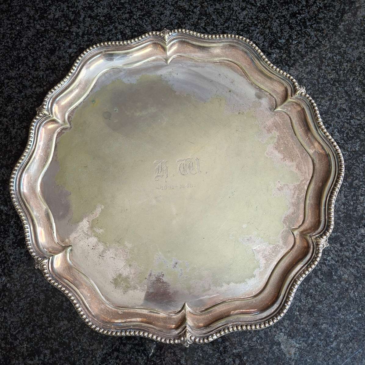 Walker and hall silver plate salver - drinks tray  butlers tray 1945