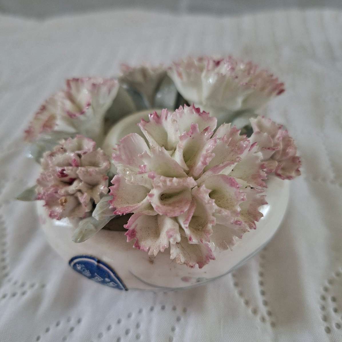 Royal Doulton tableware 2 candle stick holders - pink carnations