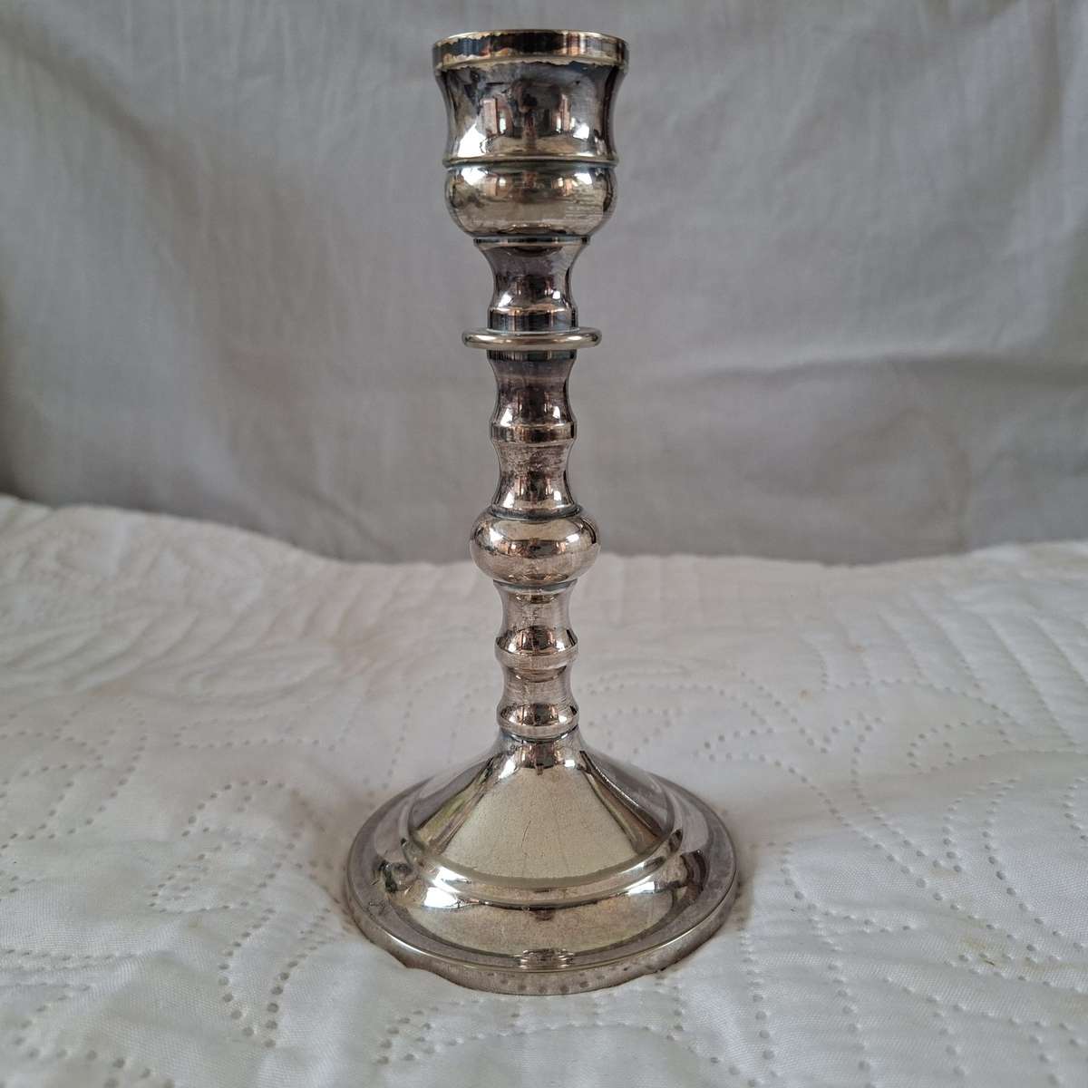 Silver plated small candle stick - 13.5 cms made in UK