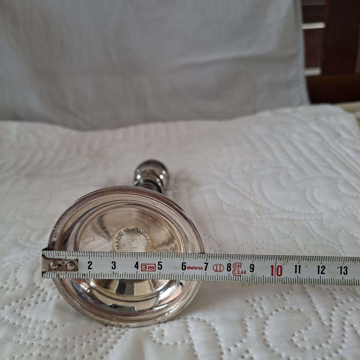 Silver plated small candle stick - 13.5 cms made in UK