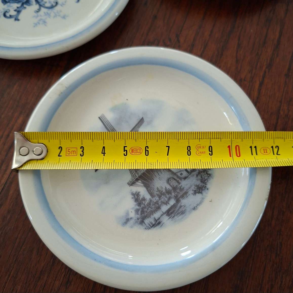 SABS Continental small decorative trinket dishes, sabs plates 12 cms dia - windmill, Willow Patte...