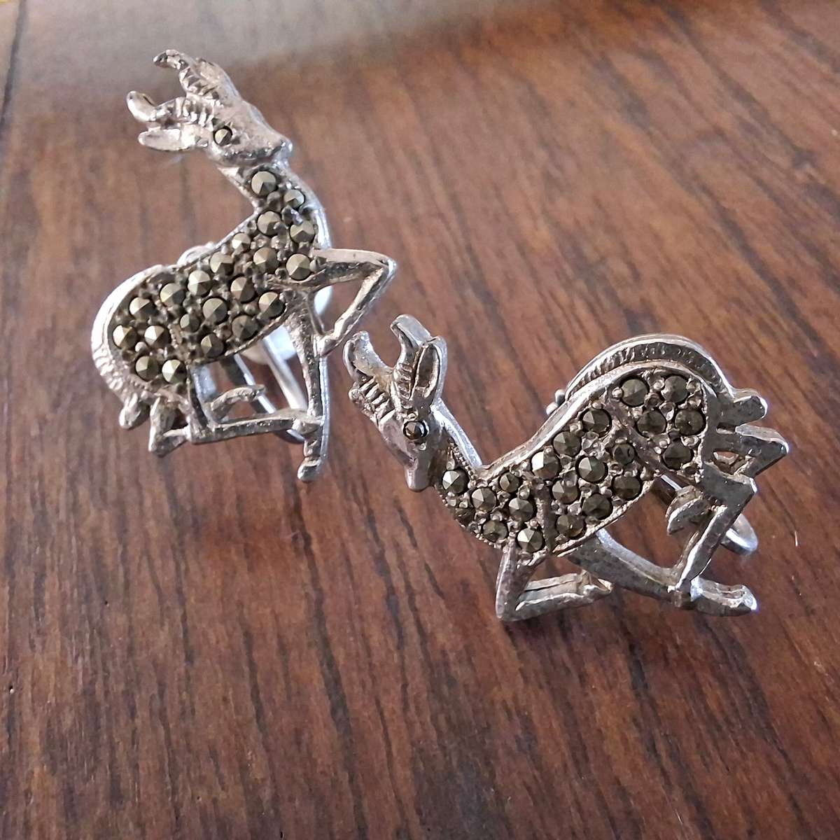 Vintage earings - Springbok Marcasite - screw back