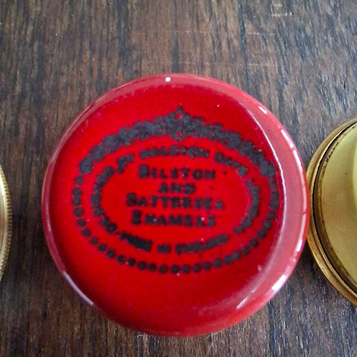 Three enamelled pill boxes circa 1980 - Made in the UK