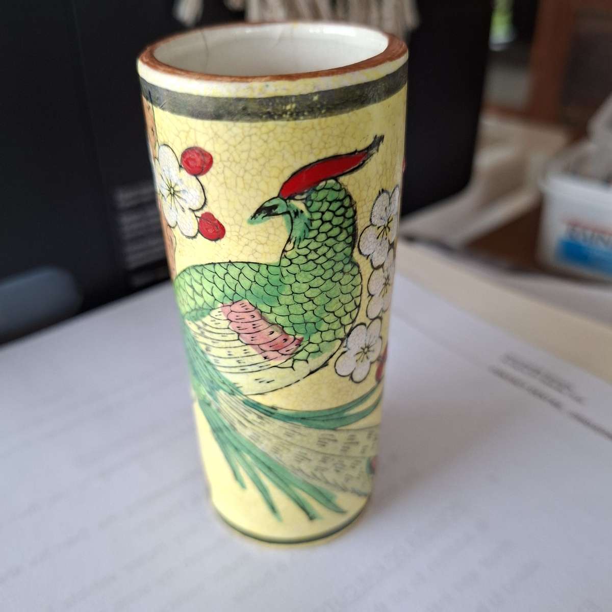 Small Oriental Paint Brush pot and 3 rice bowls