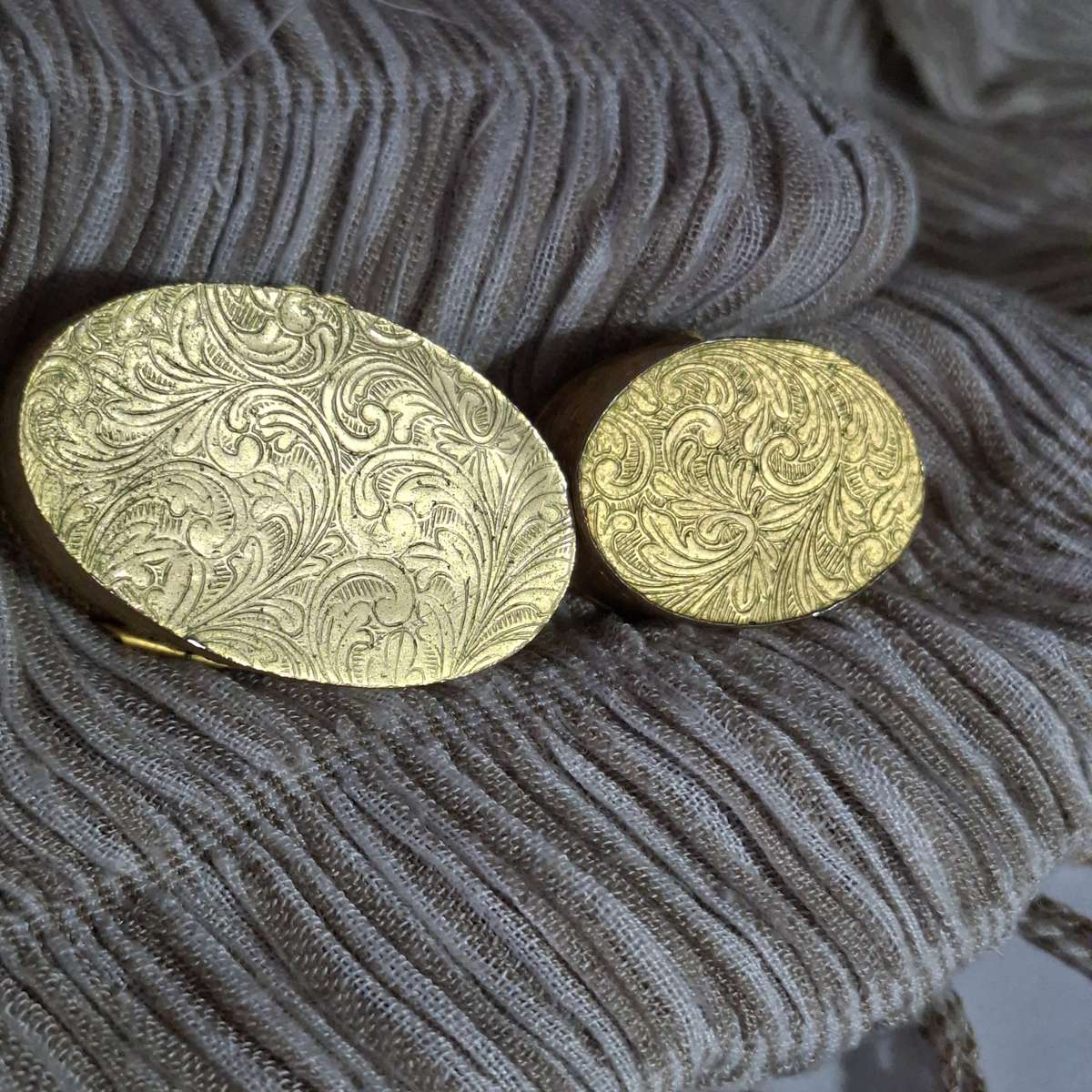2 ornate gold metal pill boxes - Picture Stone (jasper) plus amber glass pill box - trinket boxes