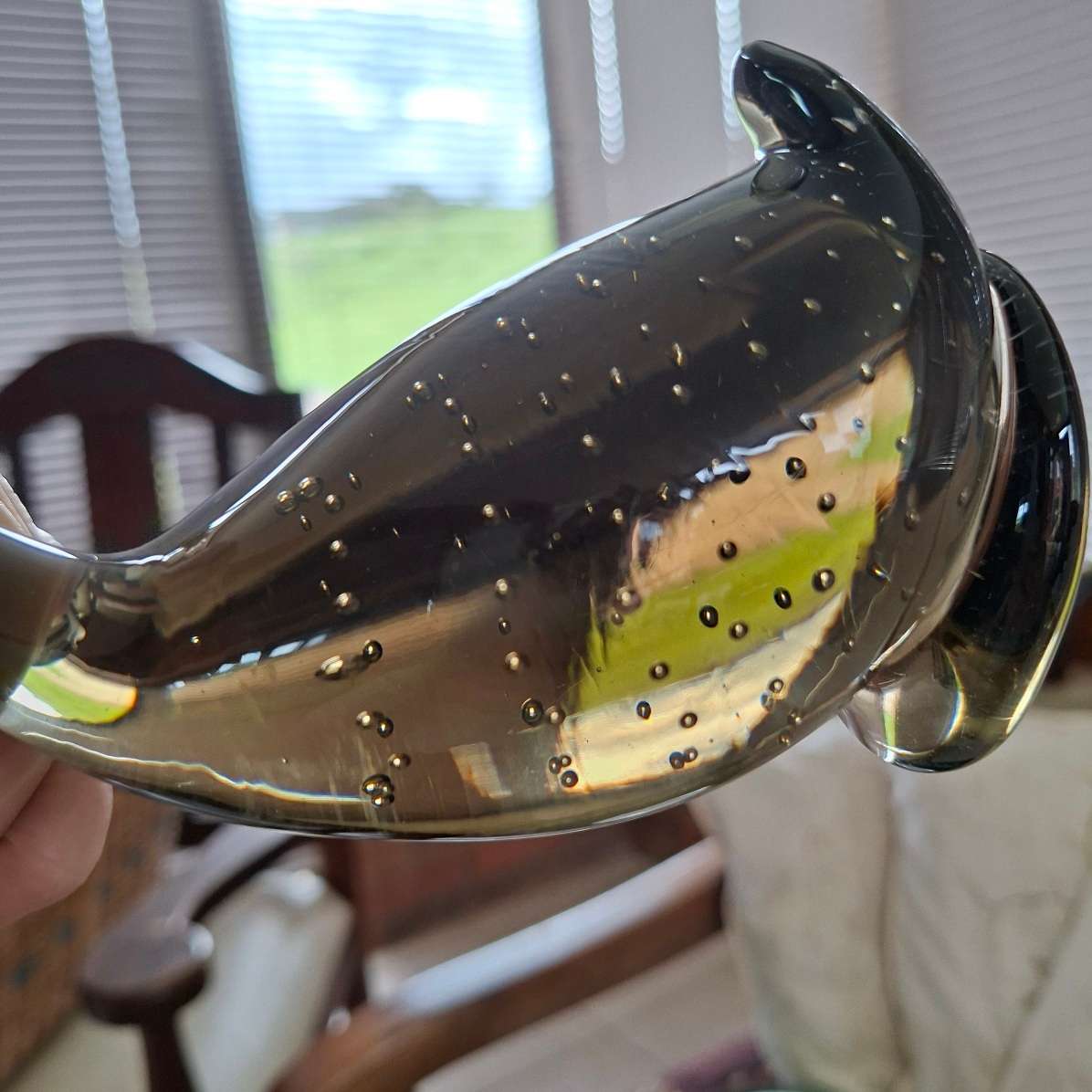 Pair of Whitefriars studio art glass Ducks with bubbles - dilly duck - controlled bubbles