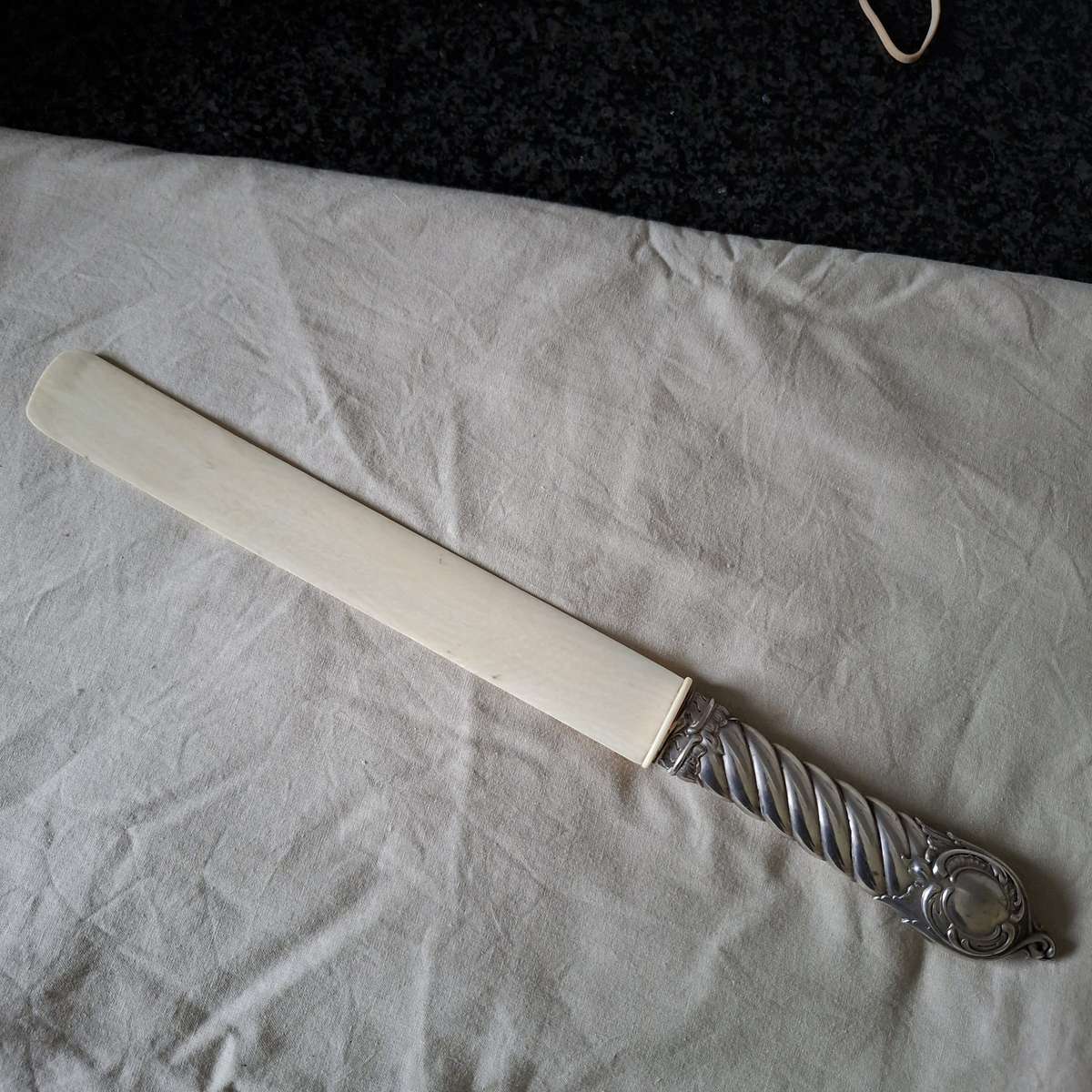 Silverplate paper cutter page turner - paper knife - bookbinders paper knife