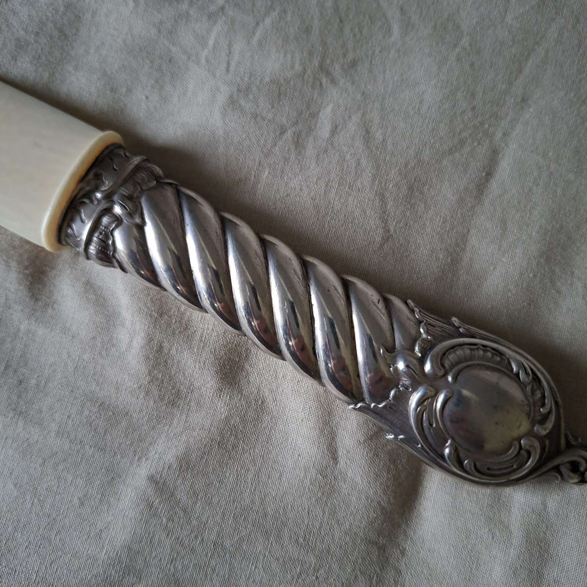 Silverplate paper cutter page turner - paper knife - bookbinders paper knife