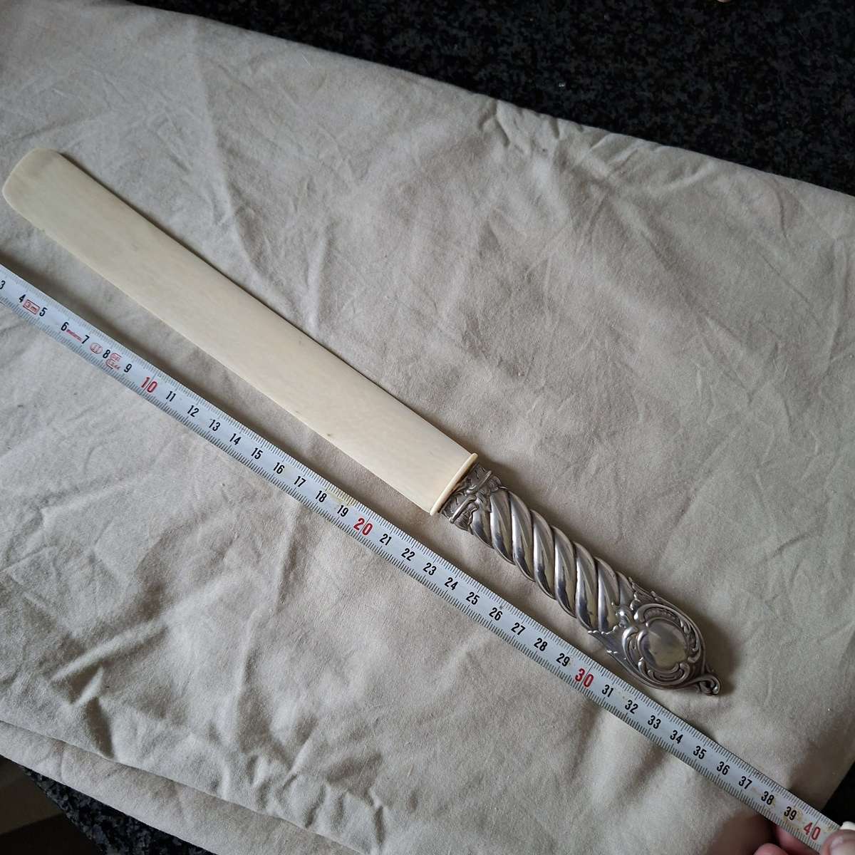 Silverplate paper cutter page turner - paper knife - bookbinders paper knife