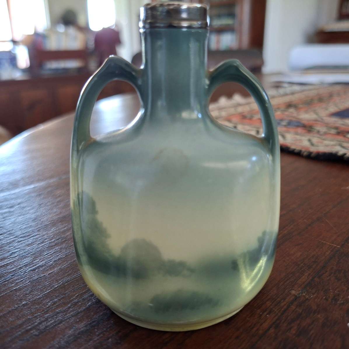 Small Bayeruth Bavaria jug vase with hallmarked silver collar - handpainted cattle