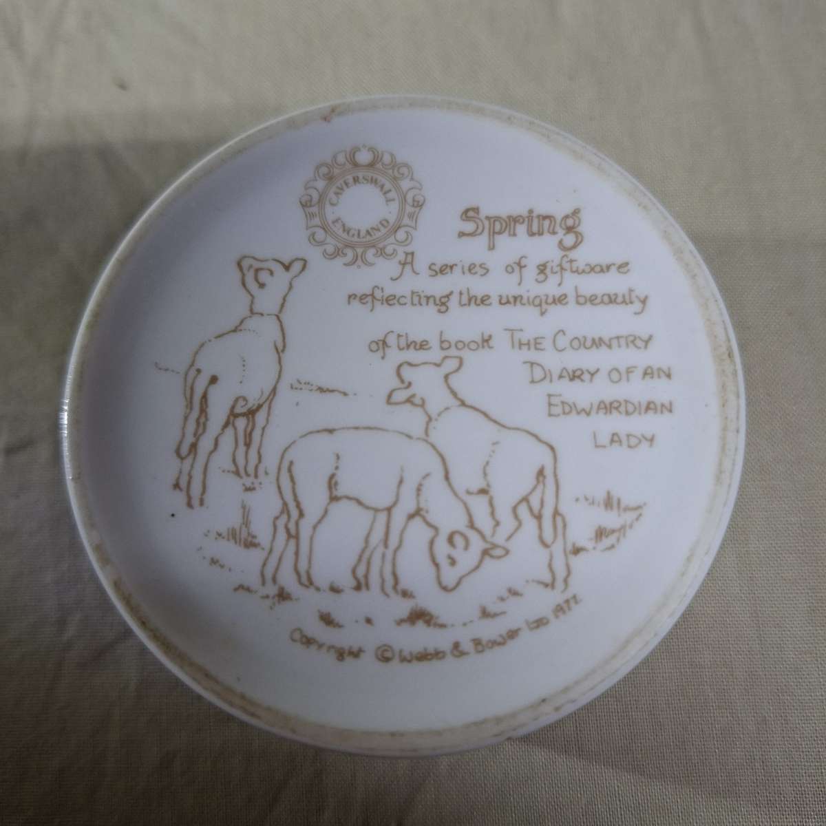 Pill box fine english porcelain - Spring - diary of a victorian lady  6.6 cms dia approx