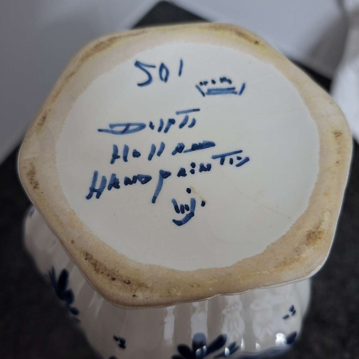 Delft vase 26 cms tall - signed, handpainted, factory mark, vintage