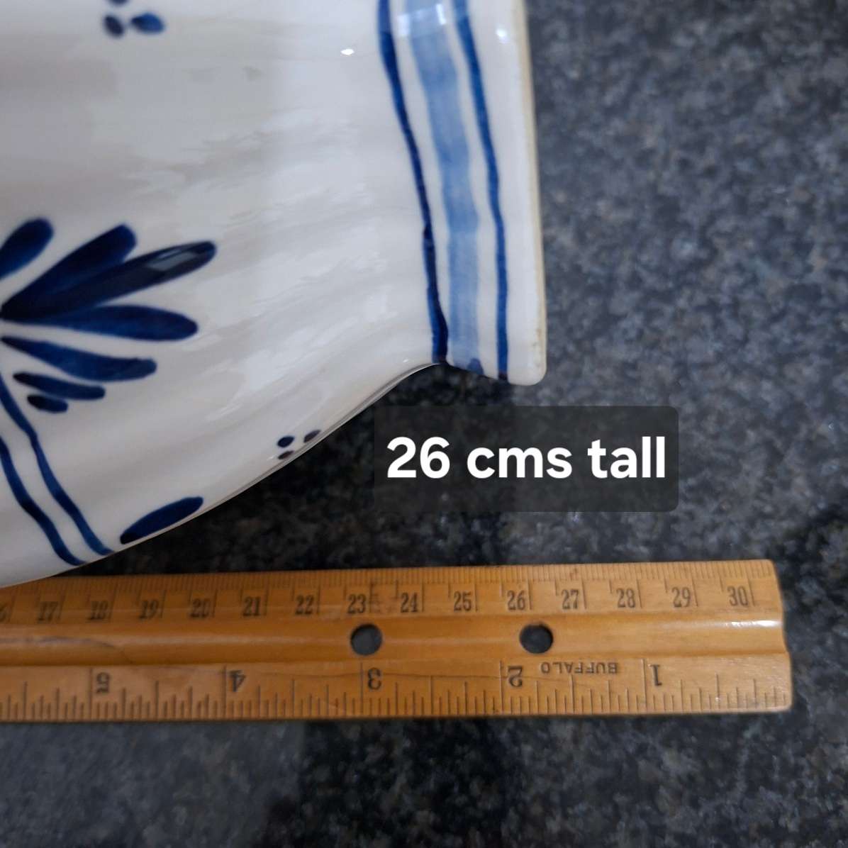Delft vase 26 cms tall - signed, handpainted, factory mark, vintage