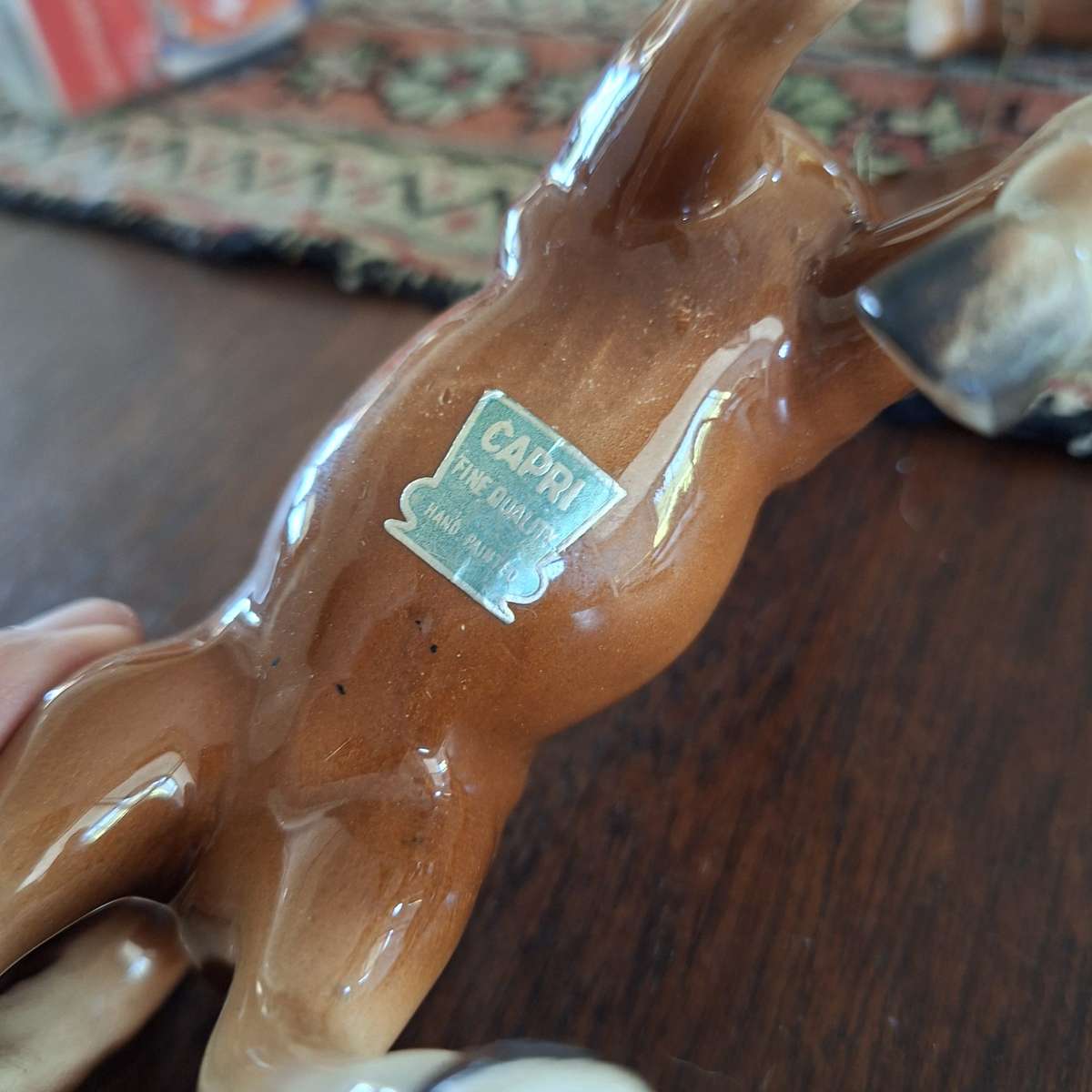 Porcelain capri horse mare and 2 twin foals